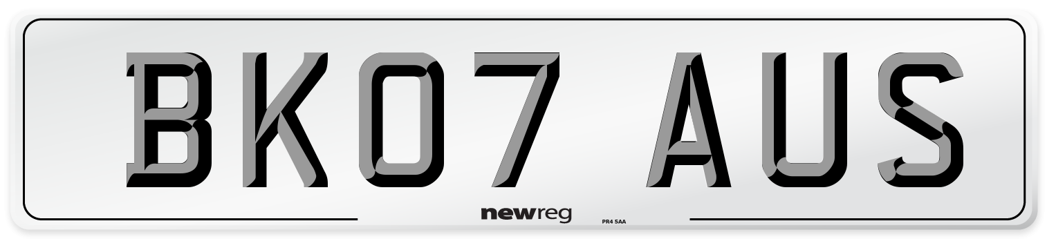 BK07 AUS Number Plate from New Reg